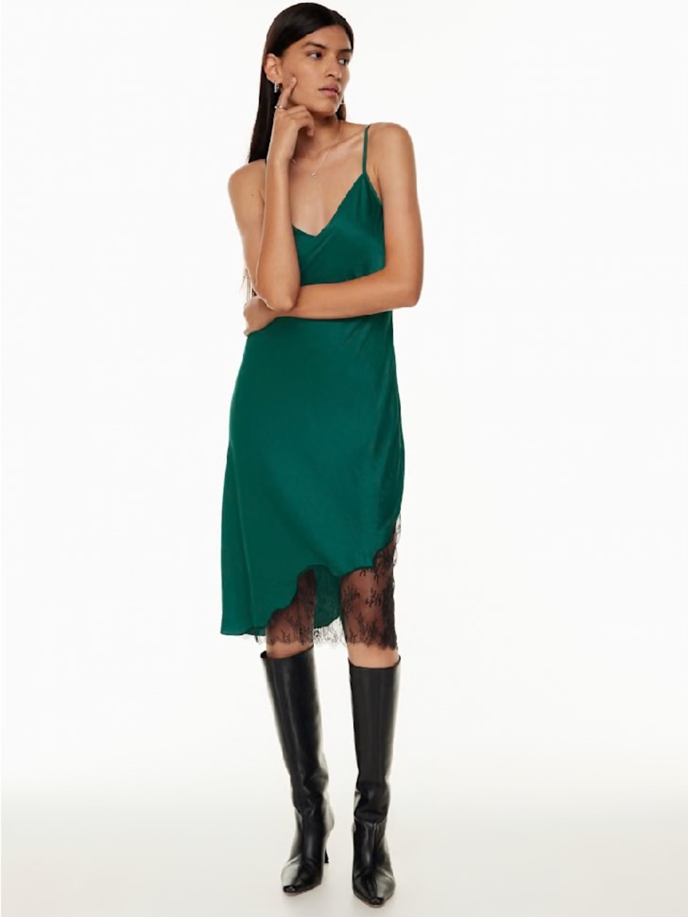 NEW Aritzia Wilfred Sonnet Satin Dress
midi slip dress with Lace Trim size XS